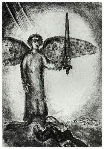 Marc Chagall Joshua Before Angel with Sword (Cramer 29) 1956
