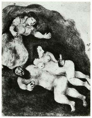 Marc Chagall Lot and His Daughters (Cramer 29) 1956