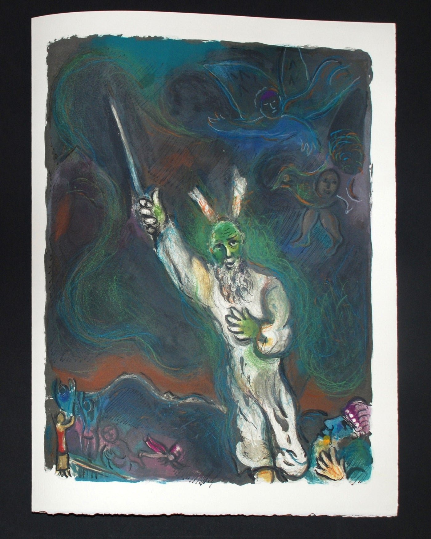 Marc Chagall Moses Calls Darkness Down on Egypt, from The Story of Exodus (Mourlot 452, Cramer no. 64) 1966