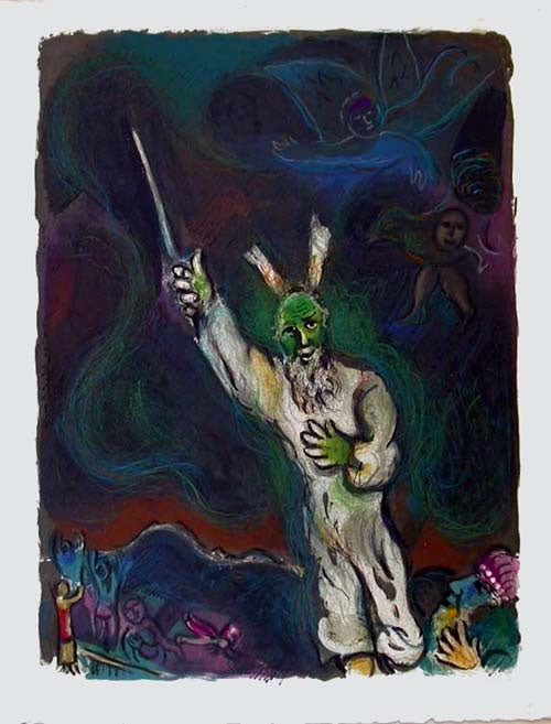 Marc Chagall Moses Calls Darkness Down on Egypt, from The Story of Exodus (Mourlot 452, Cramer no. 64) 1966
