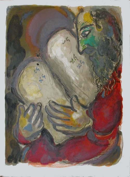 Marc Chagall Moses Casts Out the Tablets, from The Story of Exodus (Mourlot 462, Cramer no. 64) 1966