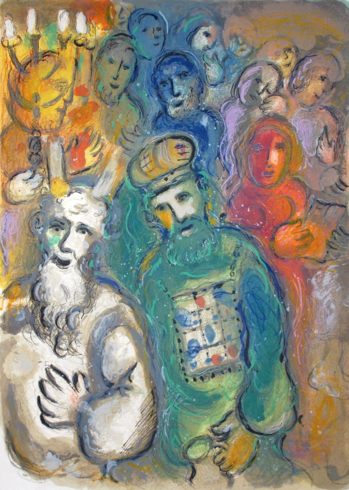 Marc Chagall Moses and Aaron with the Elders, from The Story of Exodus (Mourlot 450, Cramer no.64) 1966