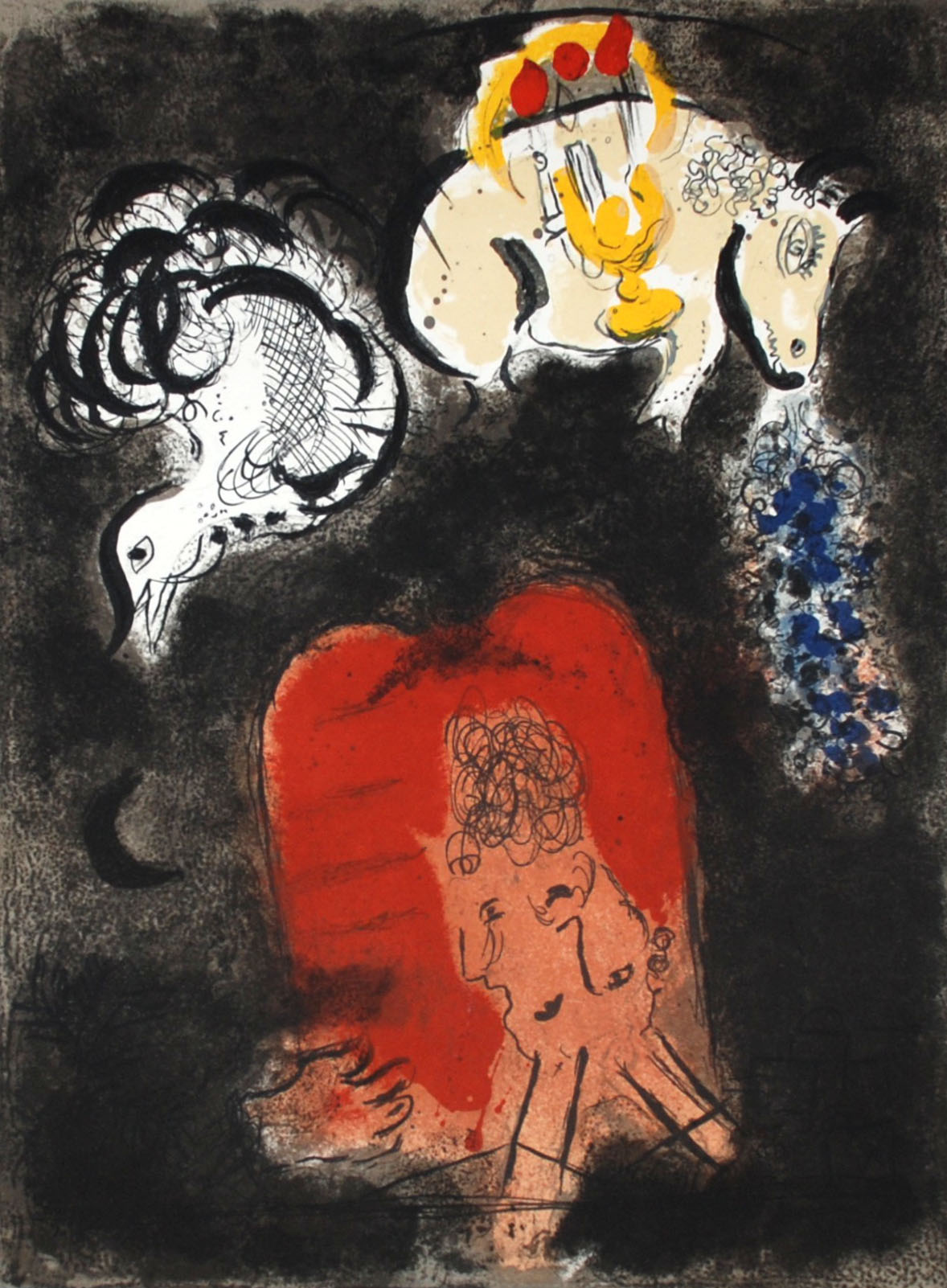 Marc Chagall Moses and the Tablets of the Law (frontispiece), from The Story of Exodus (Mourlot 444, Cramer no. 64) 1966