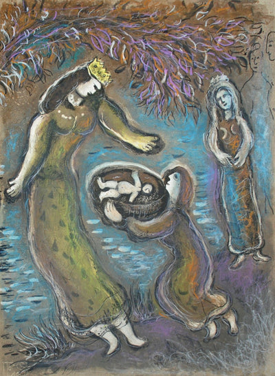 Marc Chagall Pharaoh's Daughter and Moses, from The Story of Exodus (Mourlot 445, Cramer no. 64) 1966