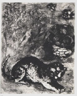 Marc Chagall The Cat and the Two Sparrows (Cramer 22) 1952