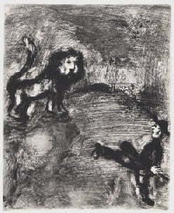 Marc Chagall The Lion and the Hunters, from Les Fables de la Fontaine, Volume II 1952