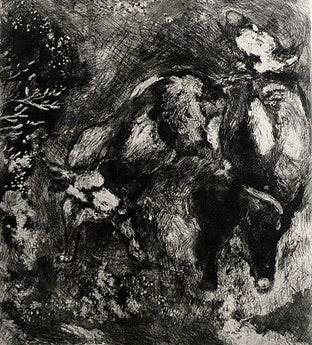 Marc Chagall The Two Bulls and the Frog, from Les Fables de la Fontaine, Volume I 1952