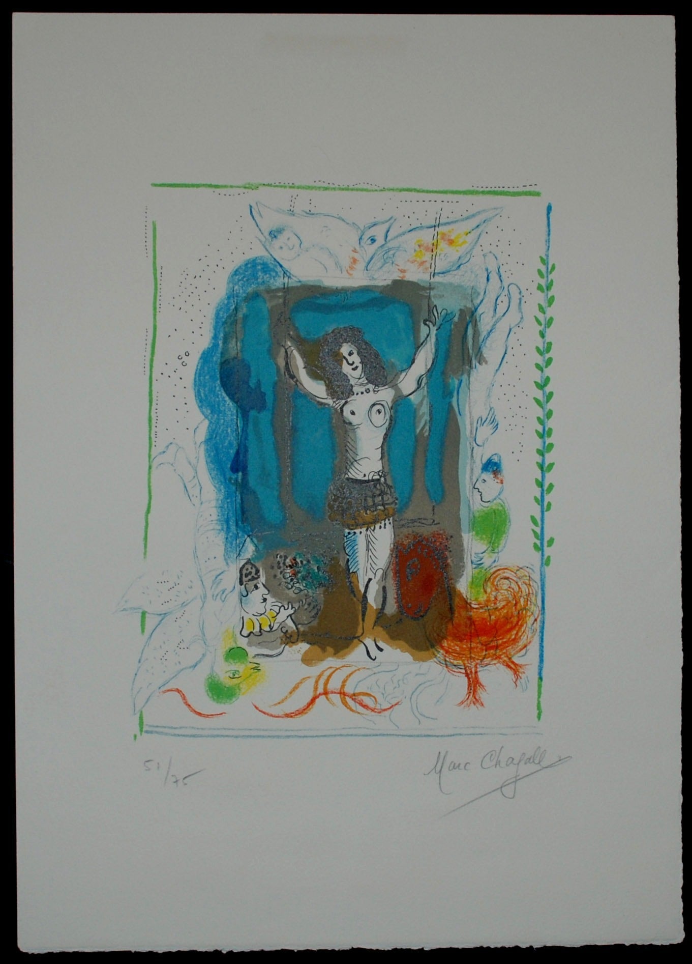 Marc Chagall Trapeze Acrobat with Bird (Mourlot 477a) 1967