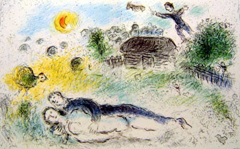Marc Chagall (after) Les Amoureaux a l'Isba 1981