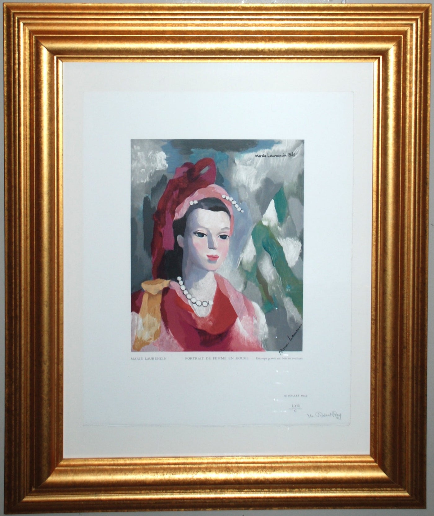 Marie Laurencin (after) Portrait De Femme En Rouge 1950