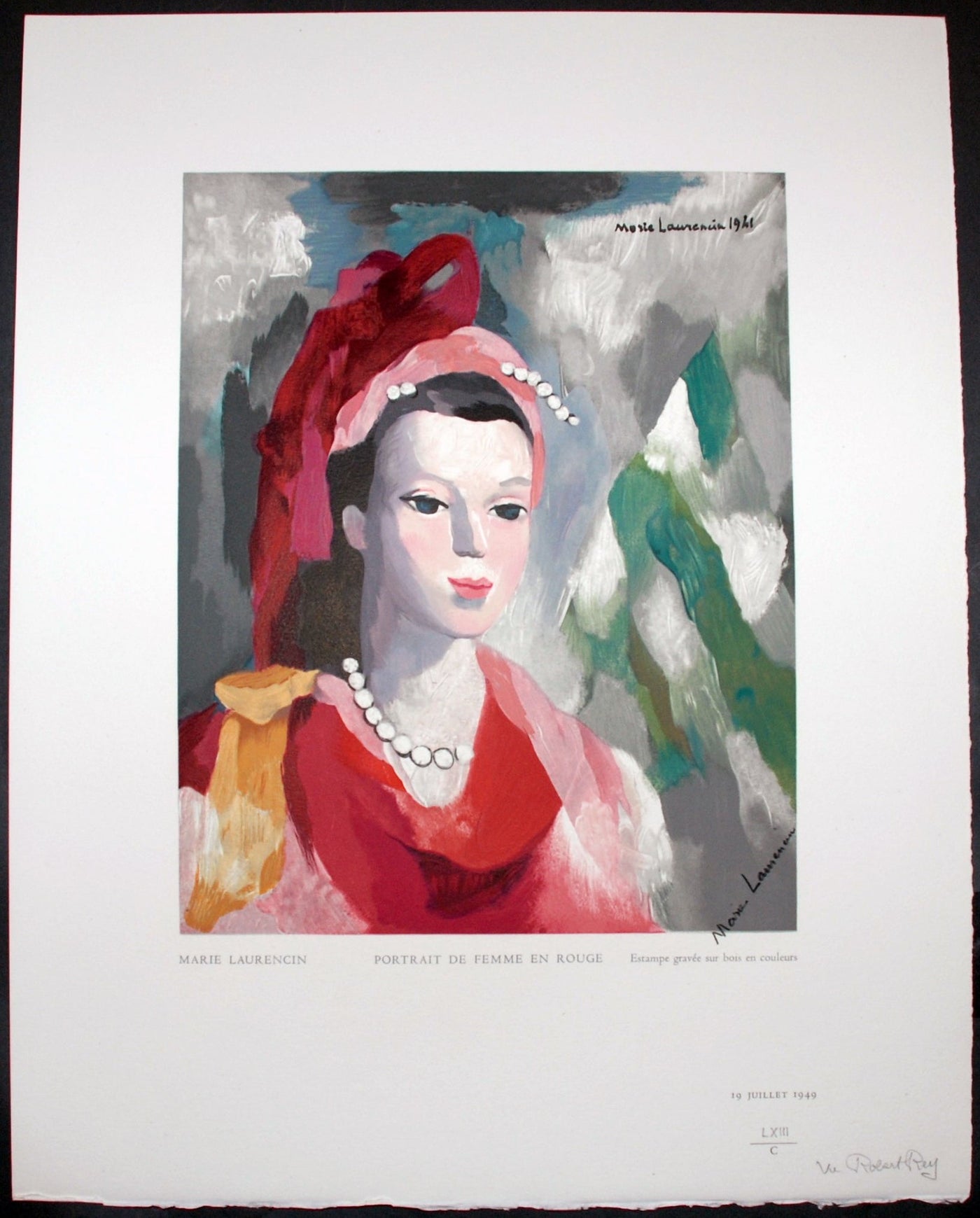 Marie Laurencin (after) Portrait De Femme En Rouge 1950