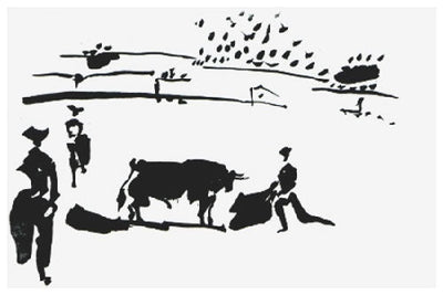 Pablo Picasso Citando al Toro con la Capa (Summoning the Bull with the Cape) (Cramer no. 100) 1959