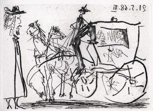 Pablo Picasso Couple en Carrosse et Pauvre Pieton (Cramer 149; Published By Fequet et Baudier, Paris) 1971