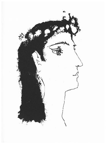 Pablo Picasso Femme e Profil Couronnee de Fleurs (Cramer 51) 1948