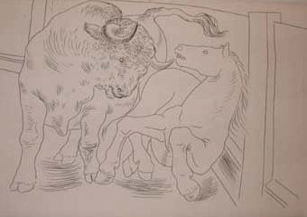 Pablo Picasso Le Chef-d'Oeuvre Inconnu (Plate III: Bull and Horse) (Cramer 20 Bloch 84) 1931