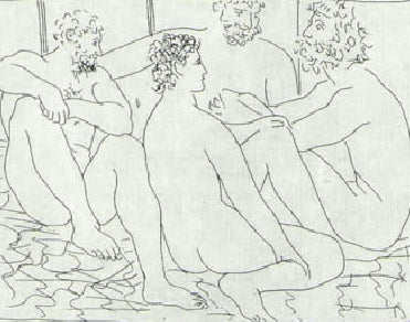Pablo Picasso Quatre Hommes Nus Assis (Cramer 19) 1931