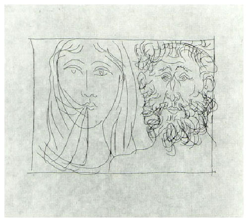 Pablo Picasso Tete d'un Homme et d'une Femme Voilee (Cramer 19) 1931
