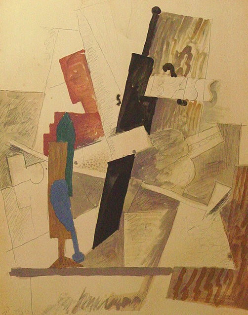 Pablo Picasso (after) Papiers Colles 1910-1914 (Bouteille, Guitare et Pipe) (Cramer 137) 1966