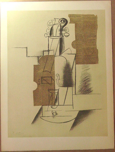 Pablo Picasso (after) Papiers Colles 1910-1914 (Guitare) (Cramer 137) 1966