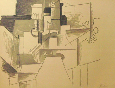 Pablo Picasso (after) Papiers Colles 1910-1914 (Violin et Bouteille) (Cramer 137) 1966