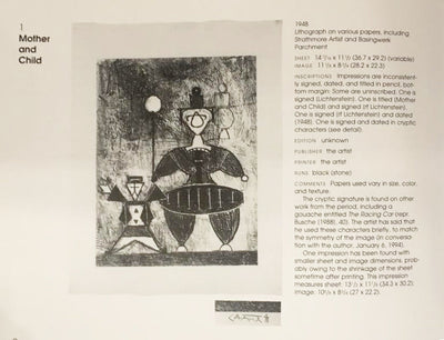 Roy Lichtenstein Mother and Child (Corlett 1) 1948