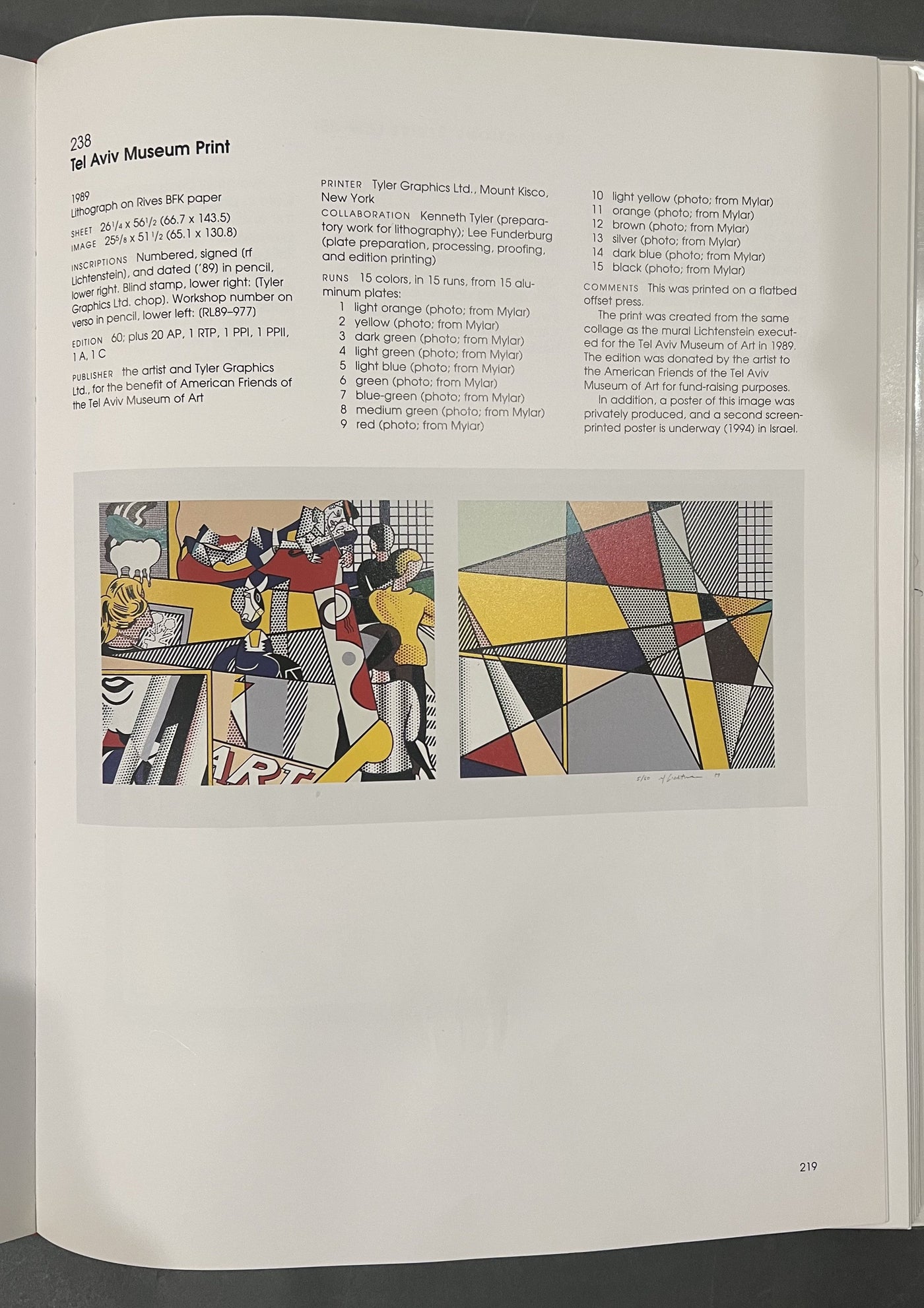 Roy Lichtenstein Tel Aviv Museum Print (Corlett 238) 1989