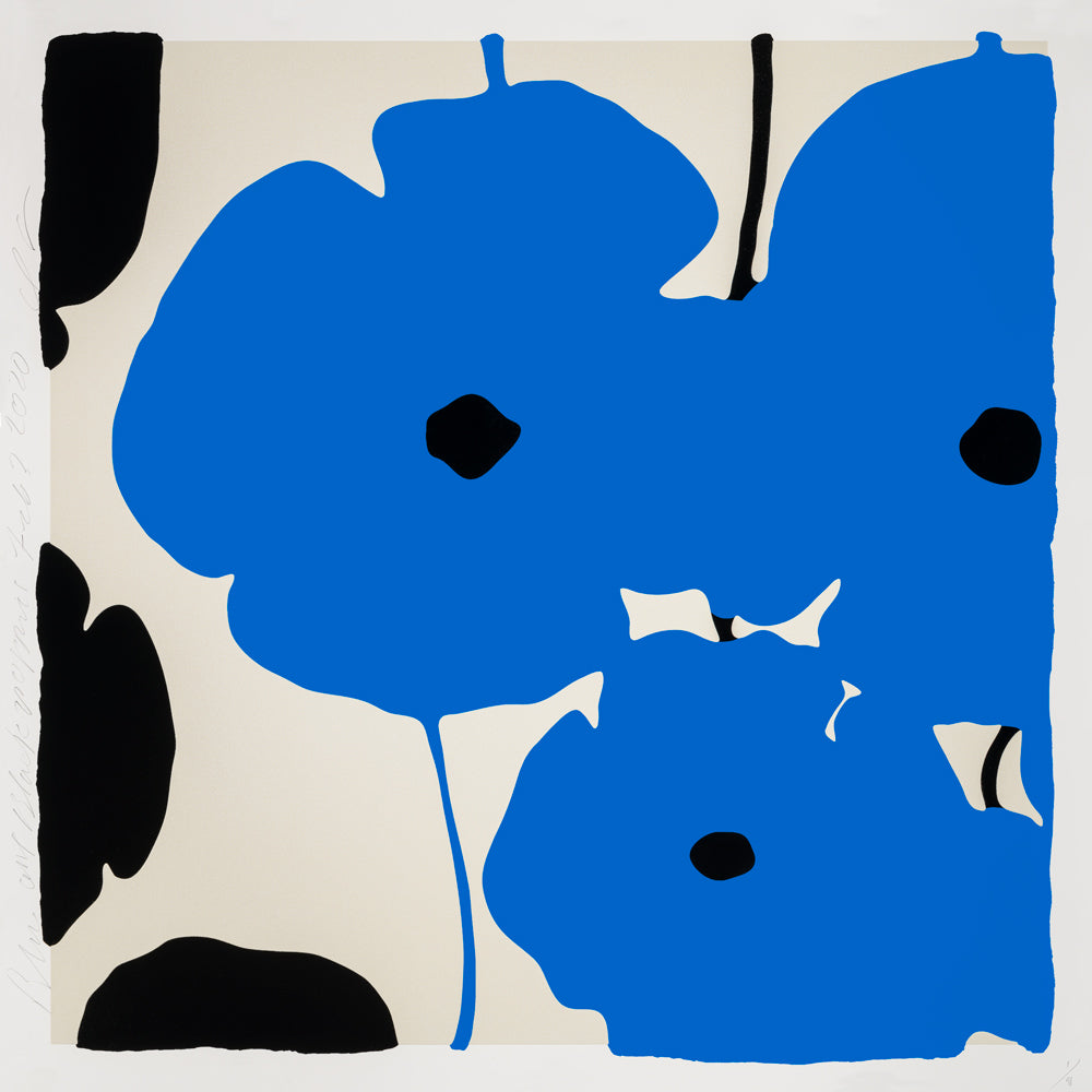 Donald Sultan Blue and Black Poppies 2020
